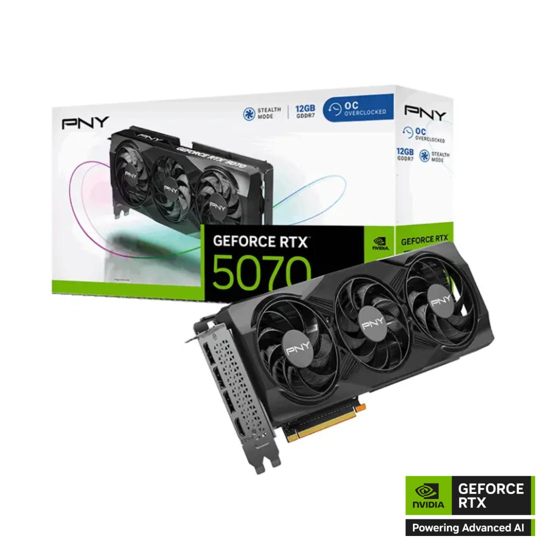 PNY GeForce RTX™ 5070 12GB Overclocked GDDR7 Triple Fan Graphics Card - كرت شاشة - Store 974 Electronics WLL | ستور٩٧٤ للالكترونيات ذ.م.م