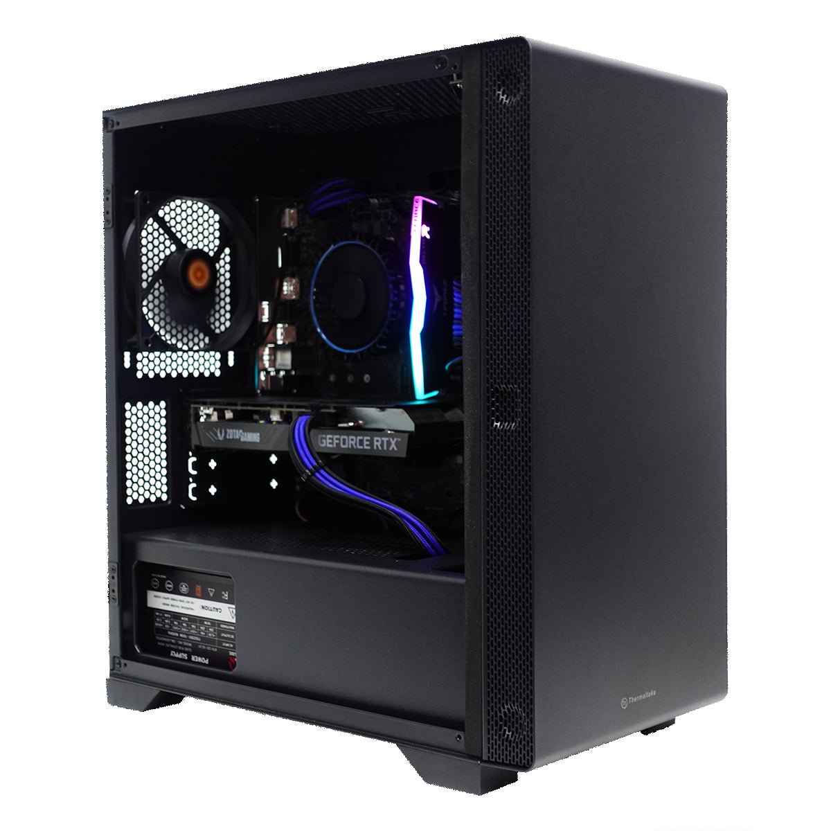 (Pre-Built) Gaming PC Intel Core i3-12100F w/ Zotac RTX 3050 Twin Edge OC & Thermaltake S100 TG - Black - Store 974 | ستور ٩٧٤